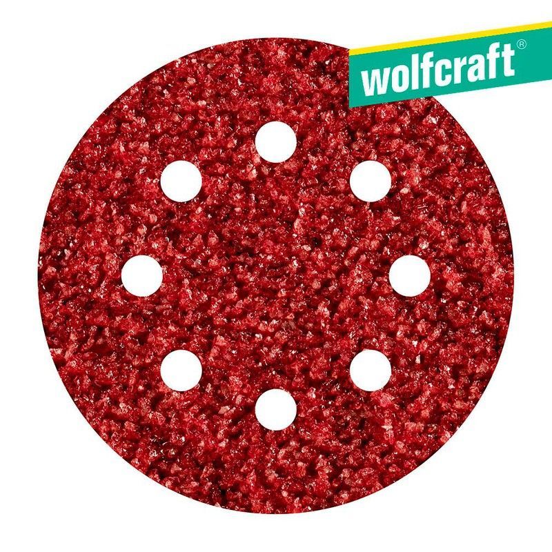 Pack 5 Hojas De Lijar Adhesivas , Corindón Grano 40 Perforadas Ø125 Mm 2069000 Wolfcraft