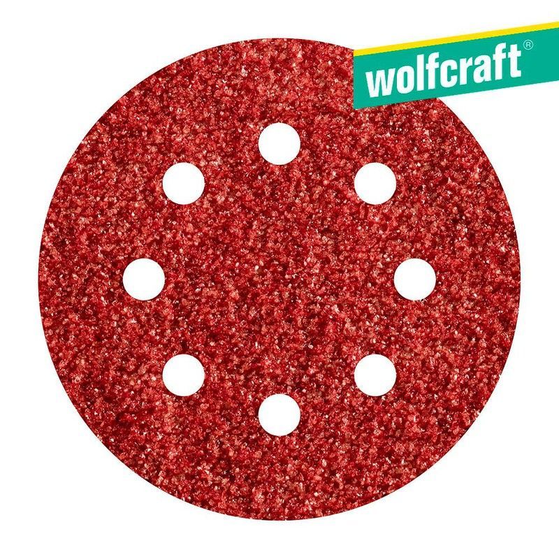 Pack 5 Hojas De Lijar Adhesivas , Corindón Grano 80 Perforadas Ø125 Mm 2070000 Wolfcraft