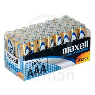 Pack Batería Maxell Alcalina MA-LR03P32 De Consumo Tipo LR03 AAA 1.5v- (32) Unidades