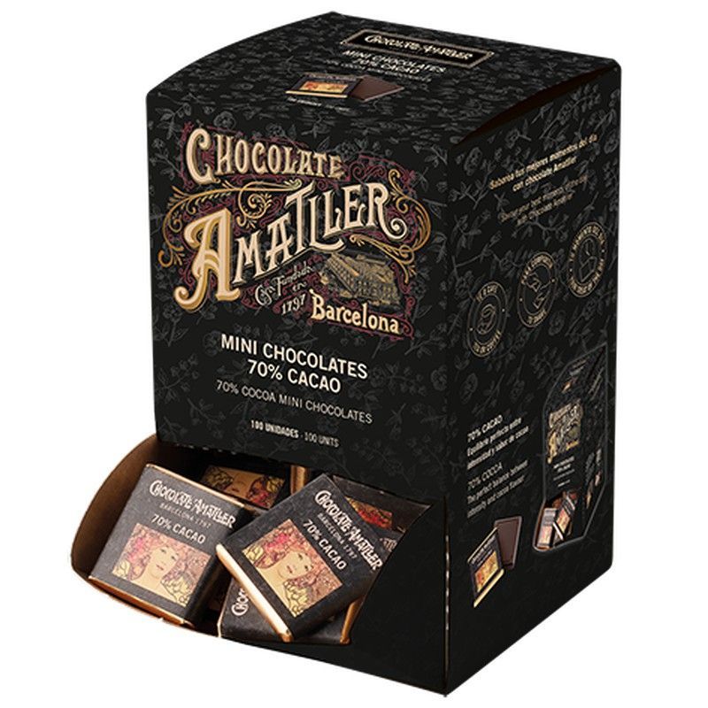Pack chocolatinas amatller 70% 5 grs 100 uds