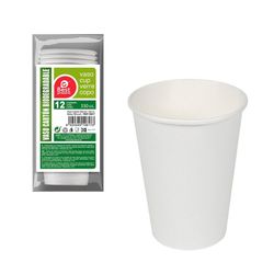 Pack Con 12unid. Vasos Cartón Blancos 330cc Best Products Green