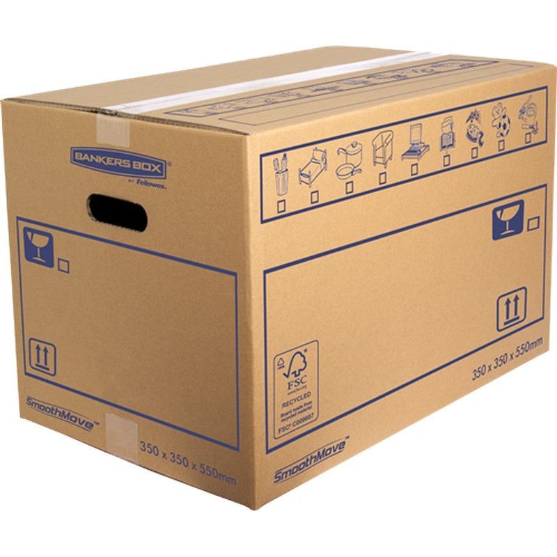 Pack de 10 Cajas de mudanza con montaje manual 67L (350x350x550mm) Muy Resistente