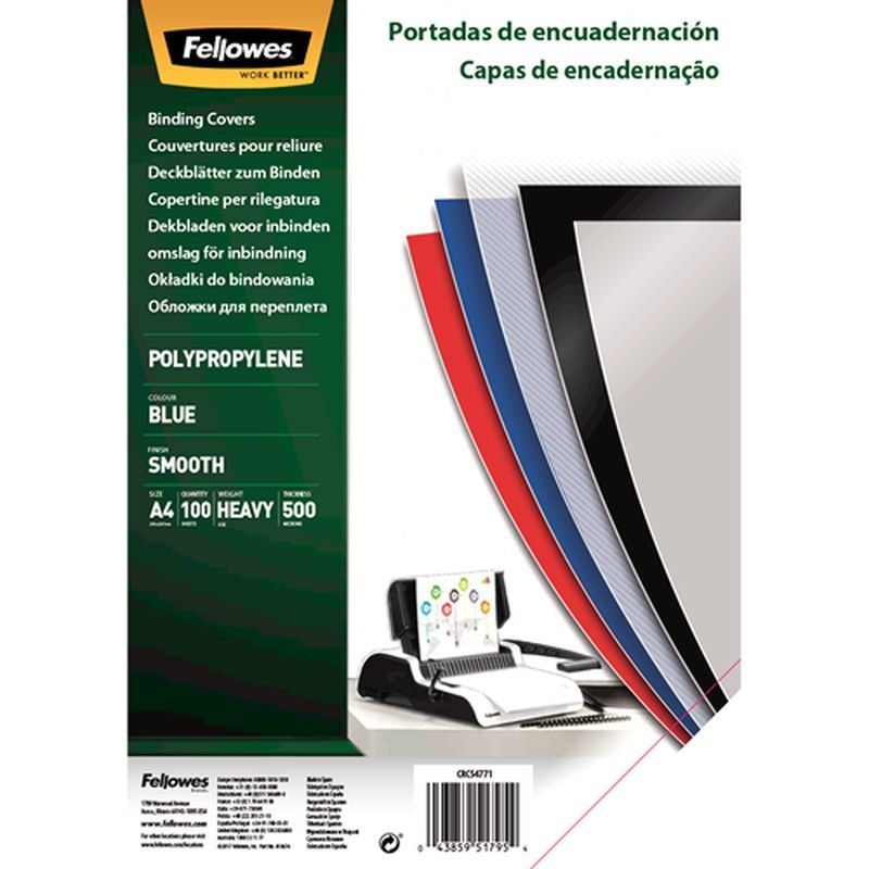 Pack de 100 portadas PP Azul A4 450 micras