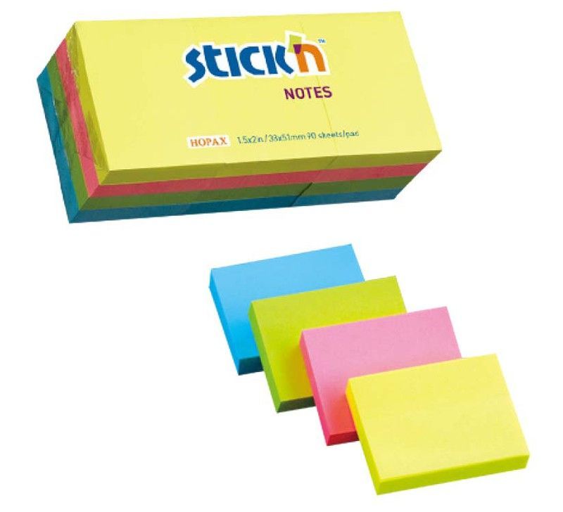 Pack de 12 blocks de 100 hojas de mini notas adhesivas surtidas colores neon