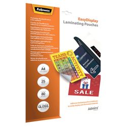 Pack de 25 Fundas de Plastificar Adhesivas EasyDisplay 80 micras A4