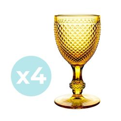 Pack de 4 copas de vino de vidrio en ámbar, Ø 7,7 x 15,3 cm | Bicos