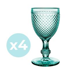 Pack de 4 Copas de Vino Tinto Bicos Verde Menta, Ø7,7x15,3cm