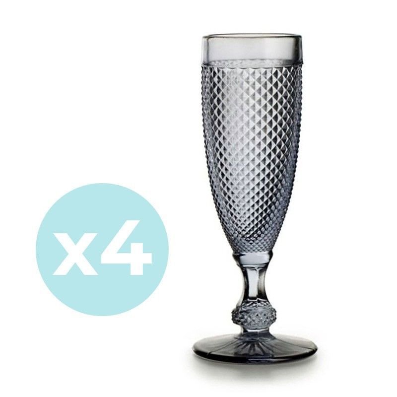 Pack de 4 Copas Flauta Bicos Gris, Ø7,2x19cm