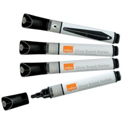 Pack de 4 rotuladores de tinta líquida para pizarra de cristal. Color negro