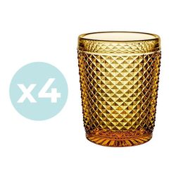 Pack de 4 Vasos Bajos Bicos Ámbar, Ø8,6x10,7cm
