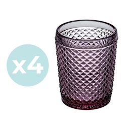 Pack de 4 Vasos Bajos Bicos Rosa, Ø8,6x10,7cm