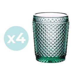 Pack de 4 Vasos Bajos Bicos Verde Menta, Ø8,6x10,7cm
