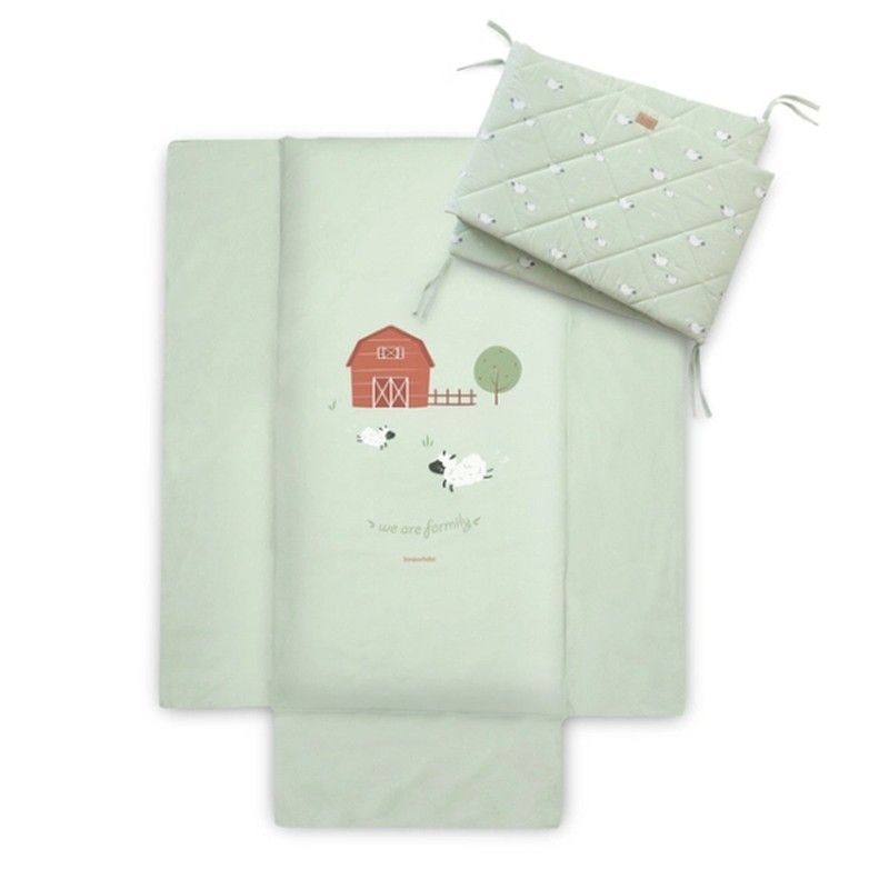 Pack funda nórdica + relleno nordico + protector baranda Funny Farm de Bonjourbebé