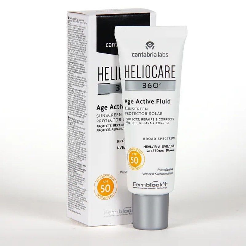Pack HELIOCARE 360º Age Active Fluid SPF50 Fluido fotoprotector ultraligero + Endocare age barrier