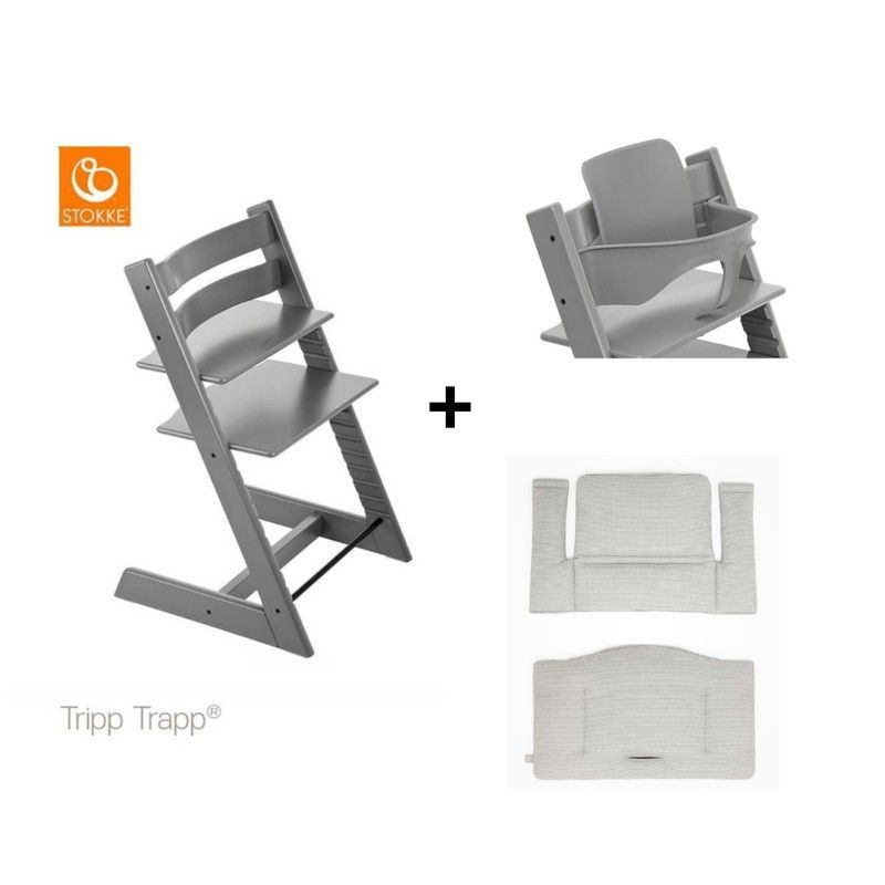 Pack trona Stokke Tripp trapp + Babyset + Cojín