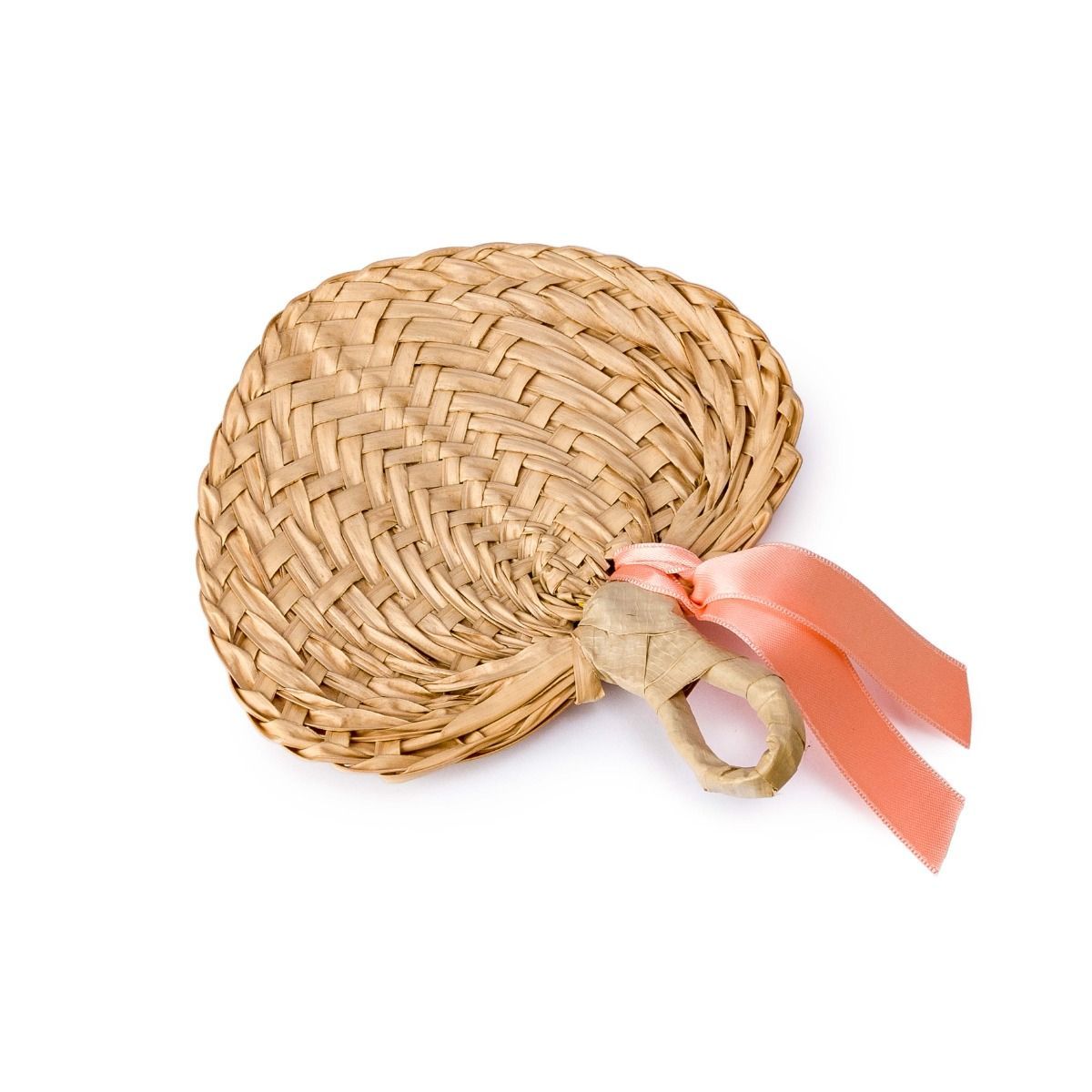 Paipay hoja de palma adornado salmón 13x14cm.(aprox)