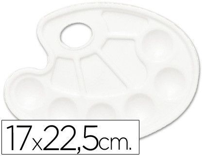 Paleta Plastica Lidercolor Ovalada 10 Huecos Diestros Tamaño 17X22,5Cm