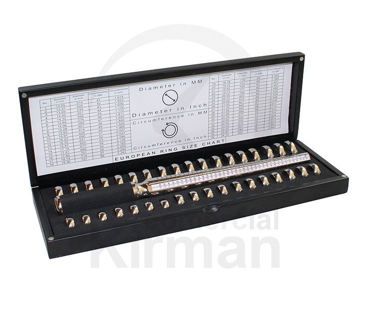 Palo Anillos y Anillero Acero Inoxidable 28120 Cuatro Graduaciones Medida Americana 1-15 Medida Francesa 1-36