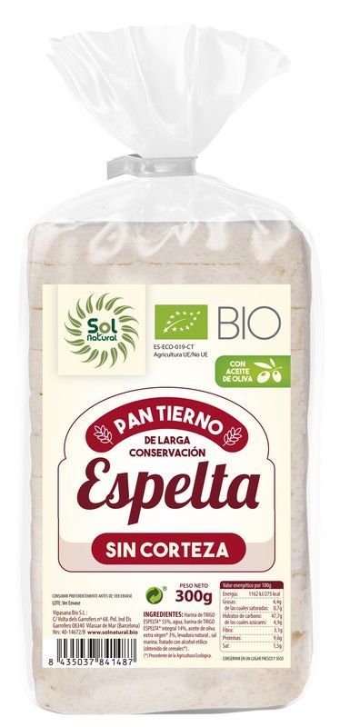 Pan Tierno De Espelta Sin Corteza Bio 300 G