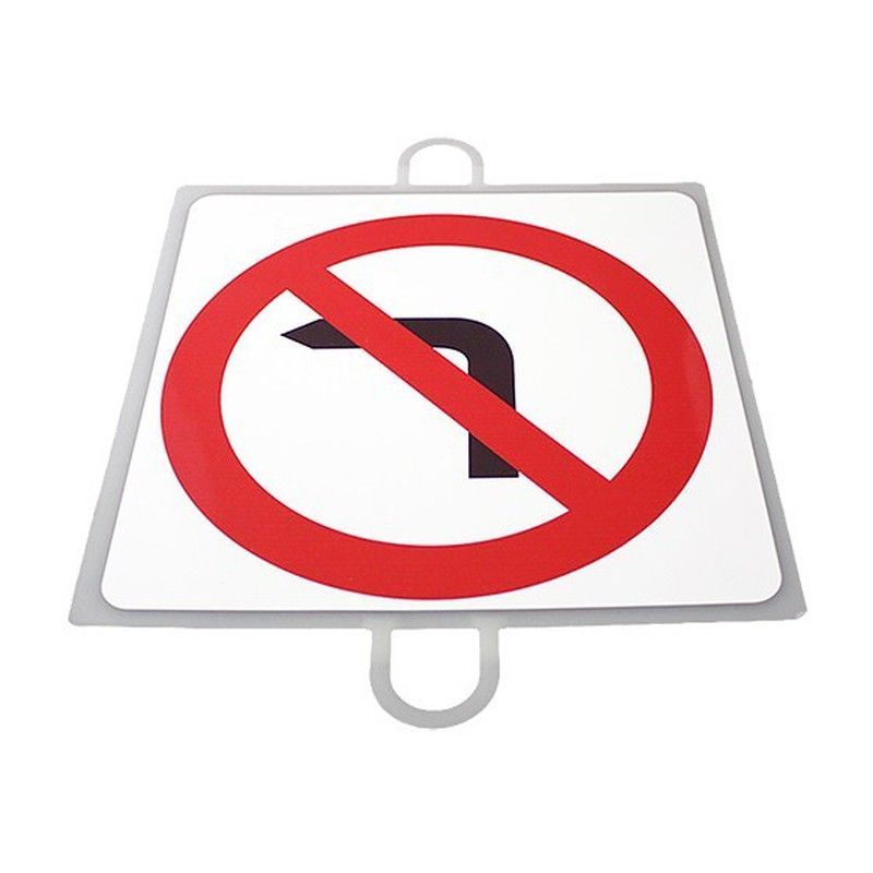 Panel de señalización de tráfico para picas. Prohibido izquierda