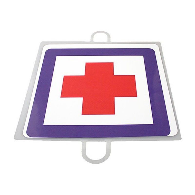 Panel de señalización de tráfico para picas. Puesto socorro