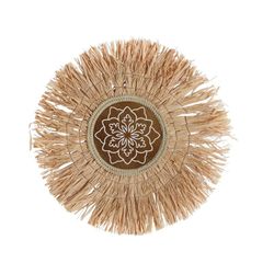 Panel decorativo de fibras naturales y madera en color natural y marrón, 61 x 1 x 61 cm | Kasses