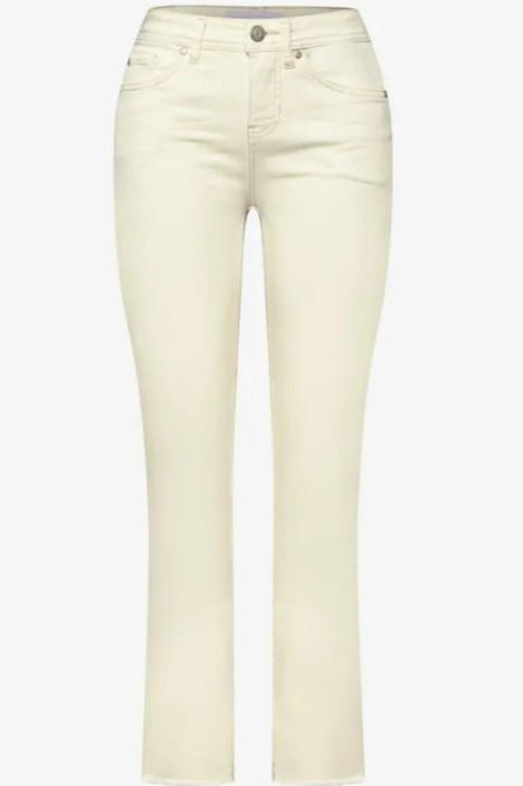 Pantalón 5 bolsillos tobillero con banda Street One Ecru