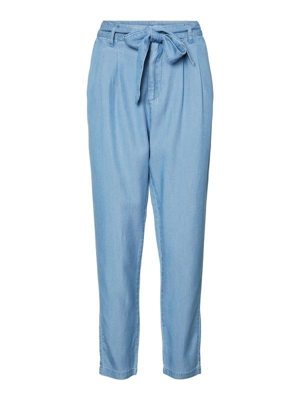 Pantalón ancho con cinturón Vero Moda Light Blue Den