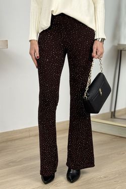 Pantalón campana lurex marrón