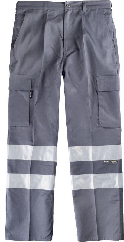 Pantalón con cintura elástica, multibolsillos Gris