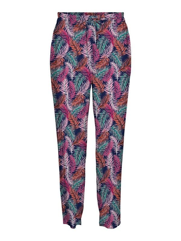 Pantalón con goma estampado hojas palmera Vero Moda Navy Blazer