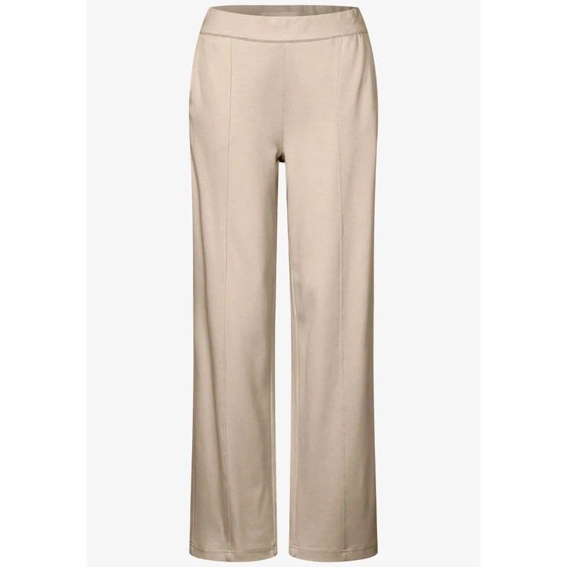 Pantalón con goma HW con diagonal Street One Beige