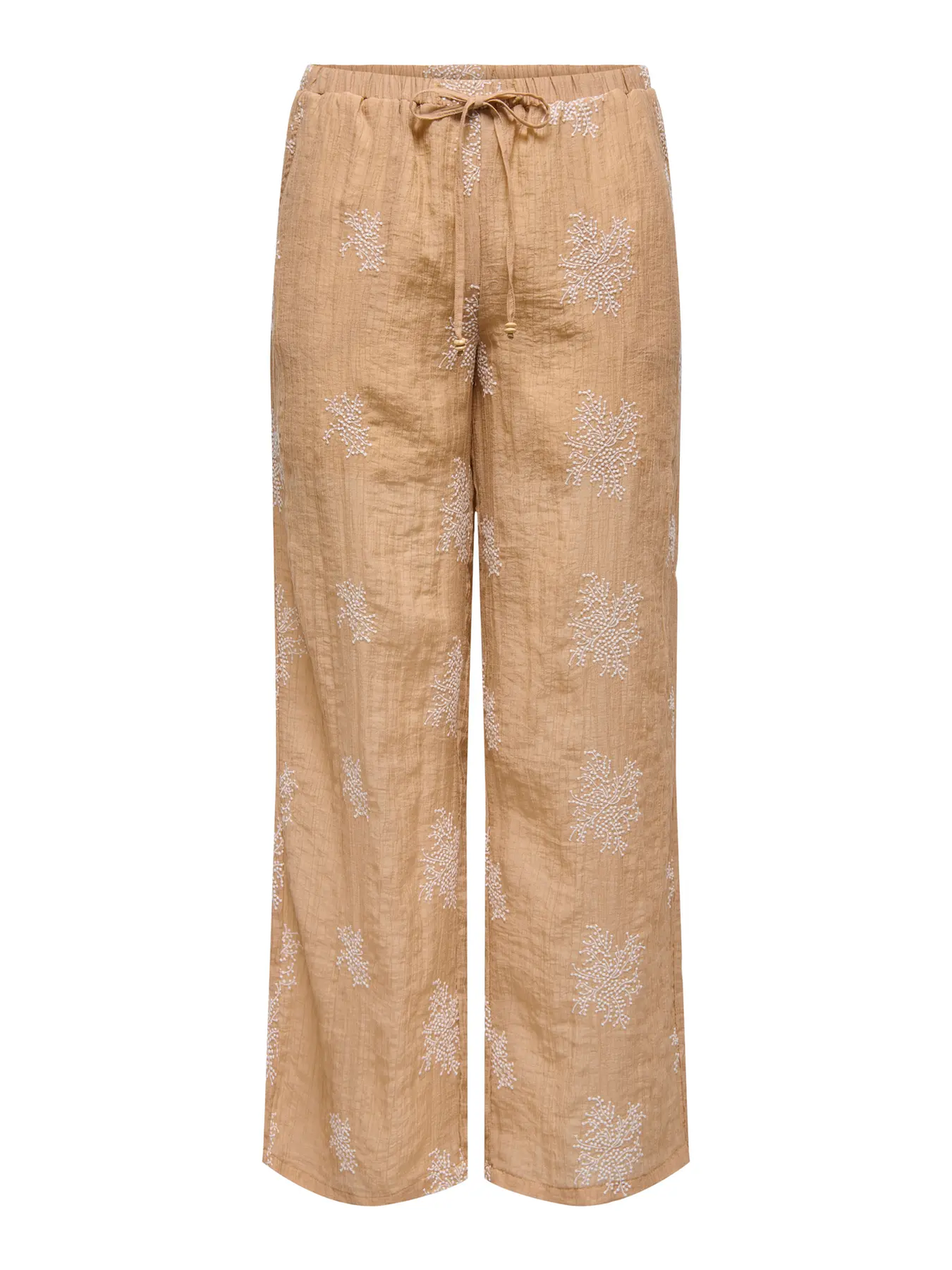 Pantalón con goma y cordón con bordado Jdy Latte