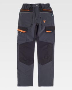 Pantalon de color Gris oscuro+Negro+Naranja Fluor
