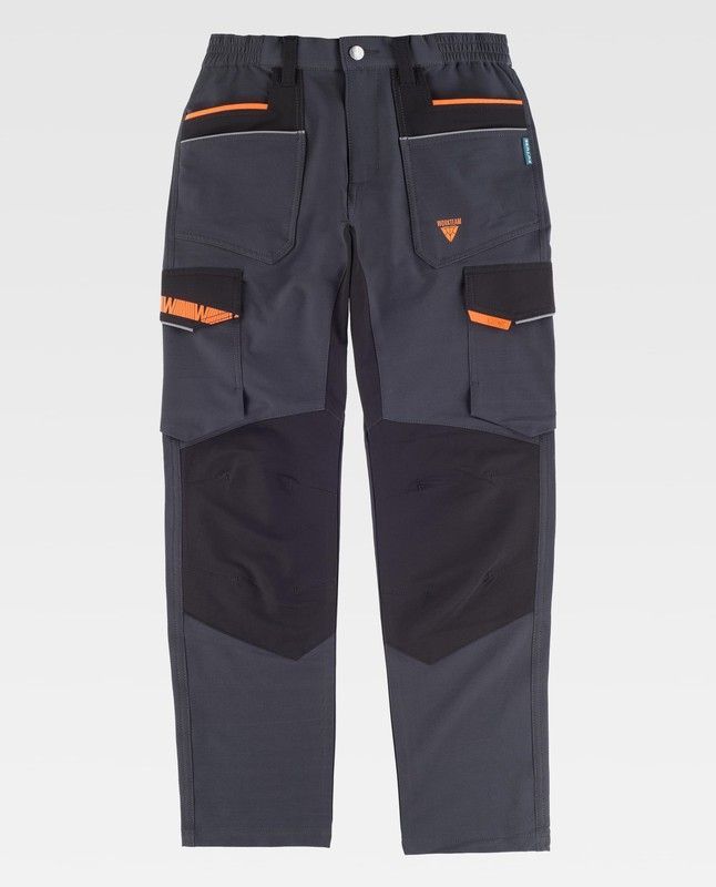 Pantalon de color Gris oscuro+Negro+Naranja Fluor