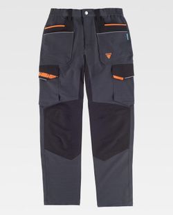 Pantalon de color Gris oscuro+Negro+Naranja Fluor
