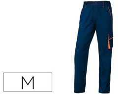 Pantalon de Trabajo Deltaplus Cintura Ajustable 5 Bolsillos Color Azul Naranja Talla M