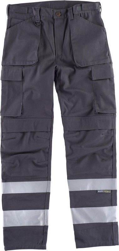Pantalón multibolsillos con cintas reflectantes Gris