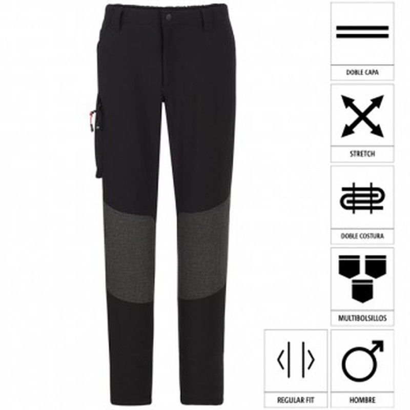 Pantalón regular fit con estilo trekking y refuerzos en trasero mod. 04830