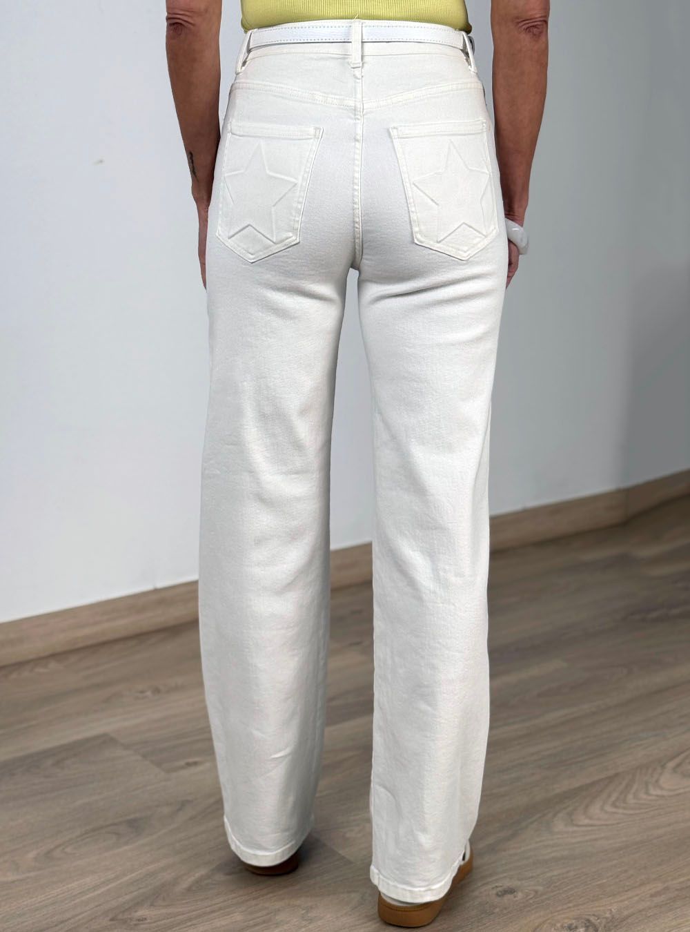 Pantalón wide leg estrellas blanco