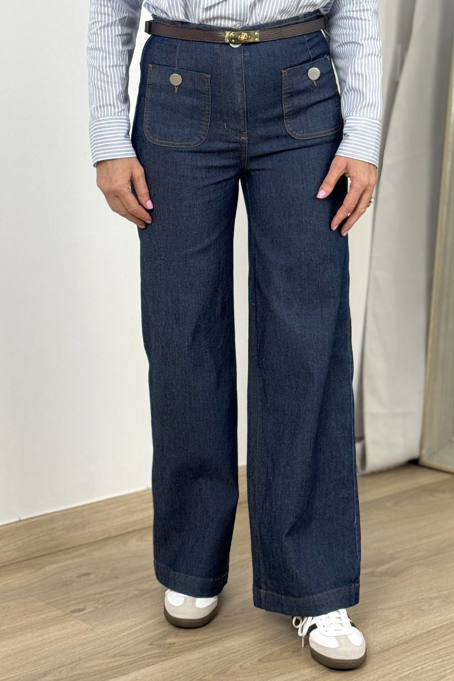 Pantalón wide leg tencel azul tejano