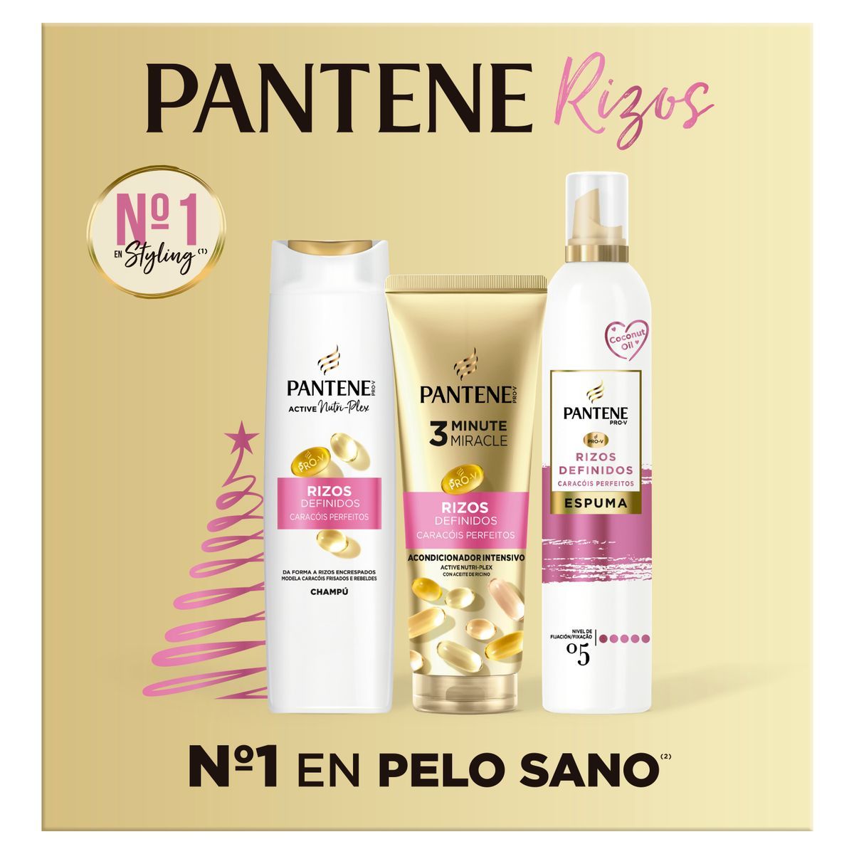 Pantene Pack Rizos (Champu+Acond+Espuma)