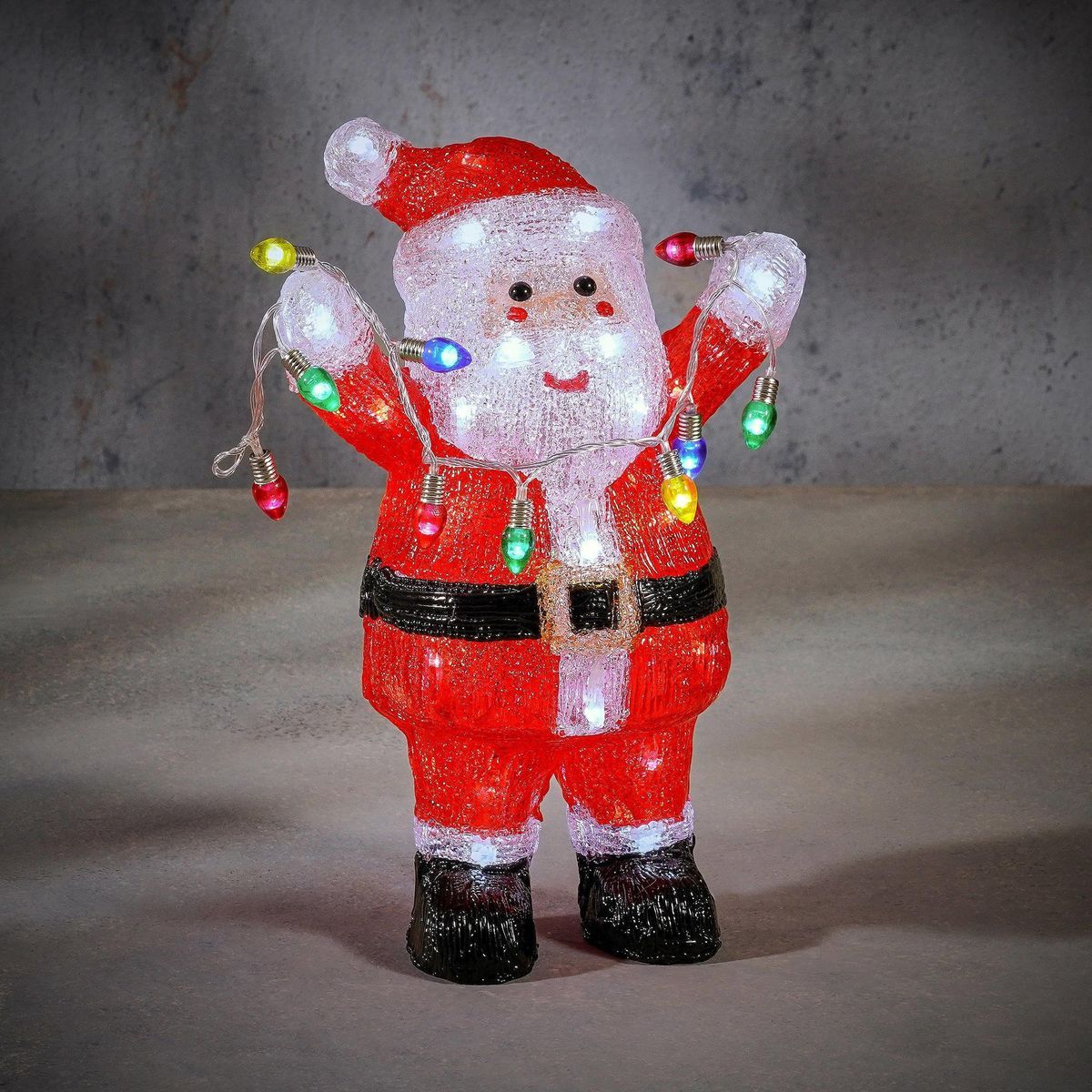 Papa Noel LED Acrílico Fijo Para Exterior