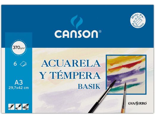 Papel acuarela Gvarro basik mini 297x420 mm 6 hojas