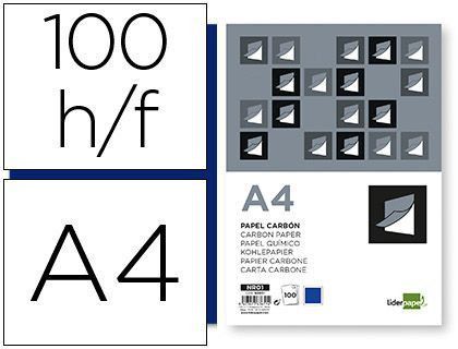 Papel carbon liderpapel film azul tamaño din a4 caja de 100 hojas