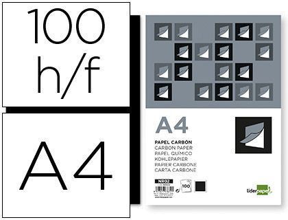 Papel carbon liderpapel film negro tamaño din a4 caja de 100 hojas