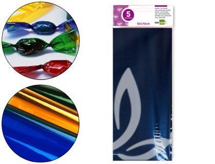 Papel Celofan Liderpapel 50X70 cm 22G/M2 Bolsa de 5 Hojas Azul