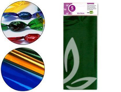 Papel Celofan Liderpapel 50X70 cm 22G/M2 Bolsa de 5 Hojas Verde