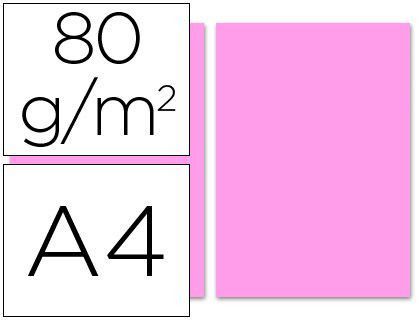 Papel Color Liderpapel A4 80G/M2 Rosa Paquete de 100