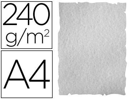 Papel color liderpapel pergamino con bordes a4 240g/m2 gris pack de 10 hojas